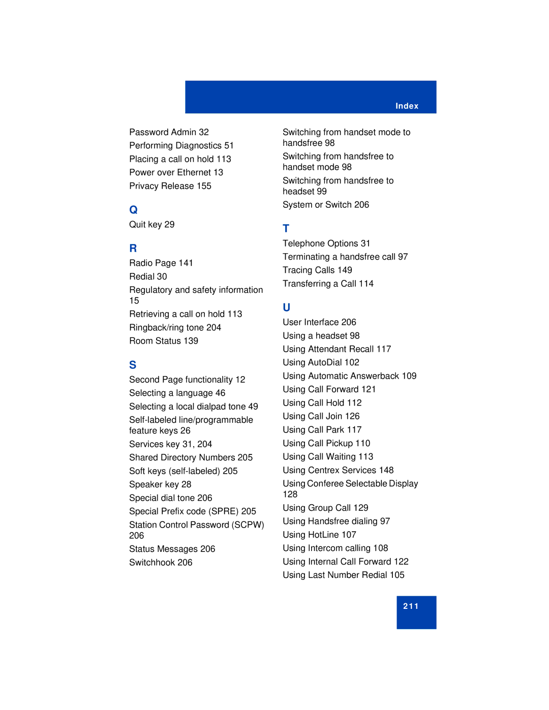 Avaya 1230 manual 211 