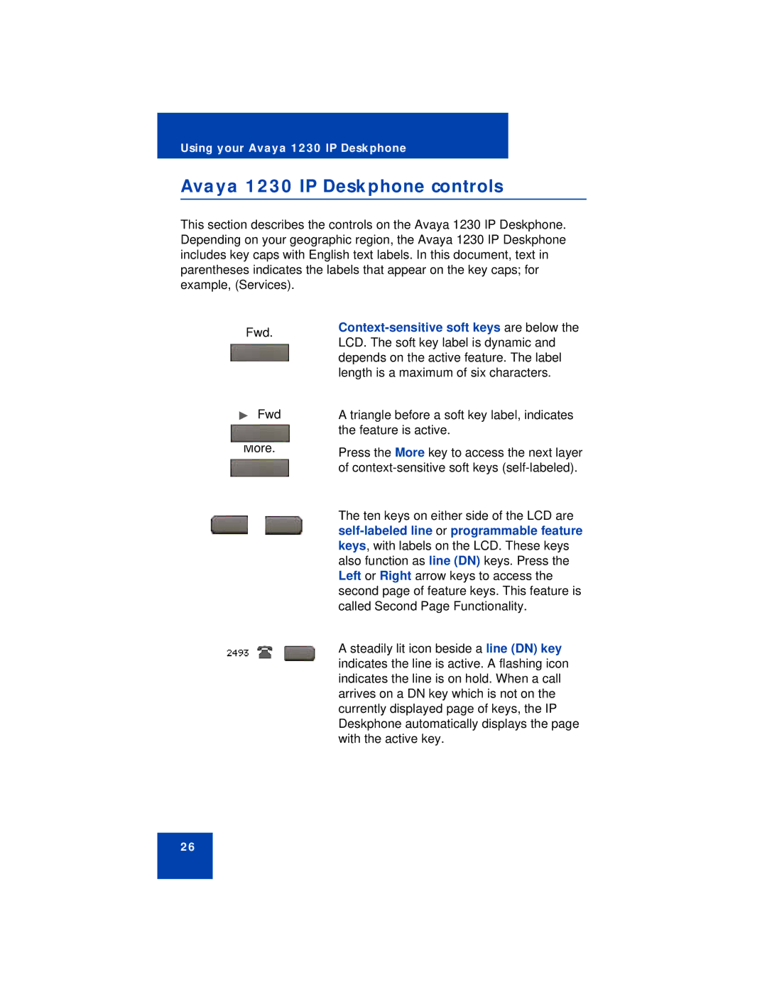 Avaya manual Avaya 1230 IP Deskphone controls 