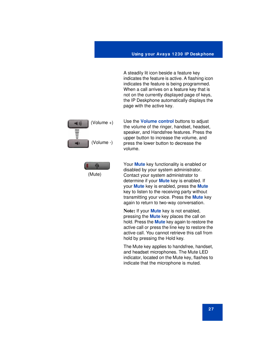 Avaya manual Using your Avaya 1230 IP Deskphone 