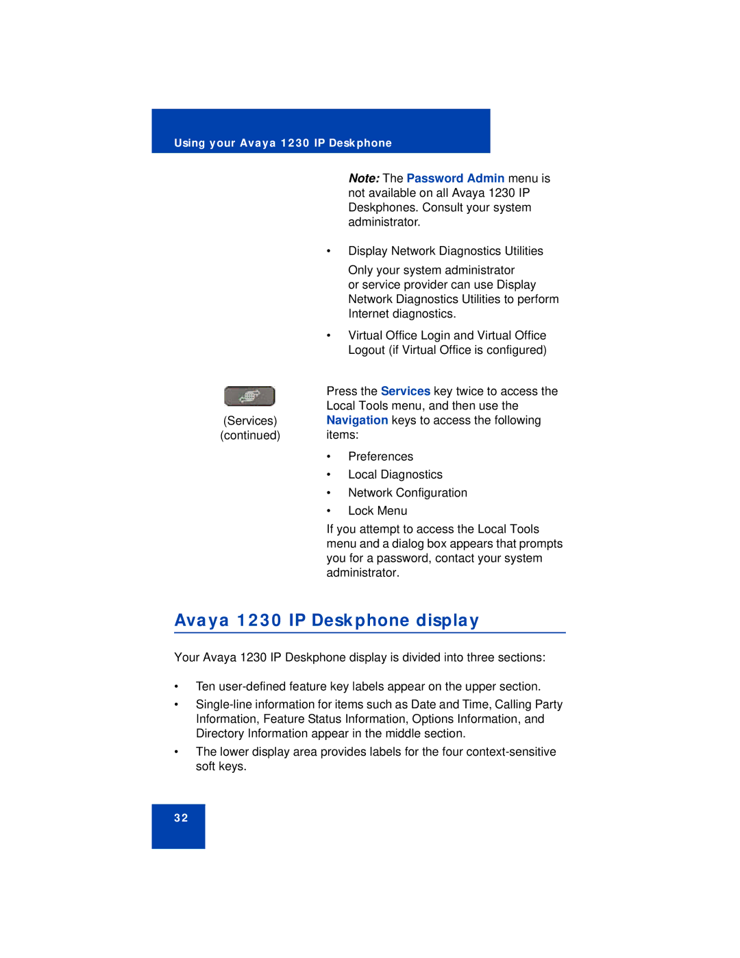 Avaya manual Avaya 1230 IP Deskphone display 