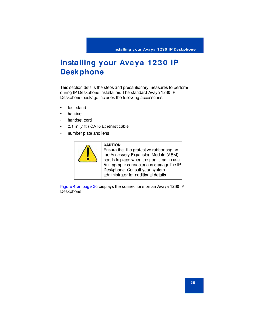 Avaya manual Installing your Avaya 1230 IP Deskphone 