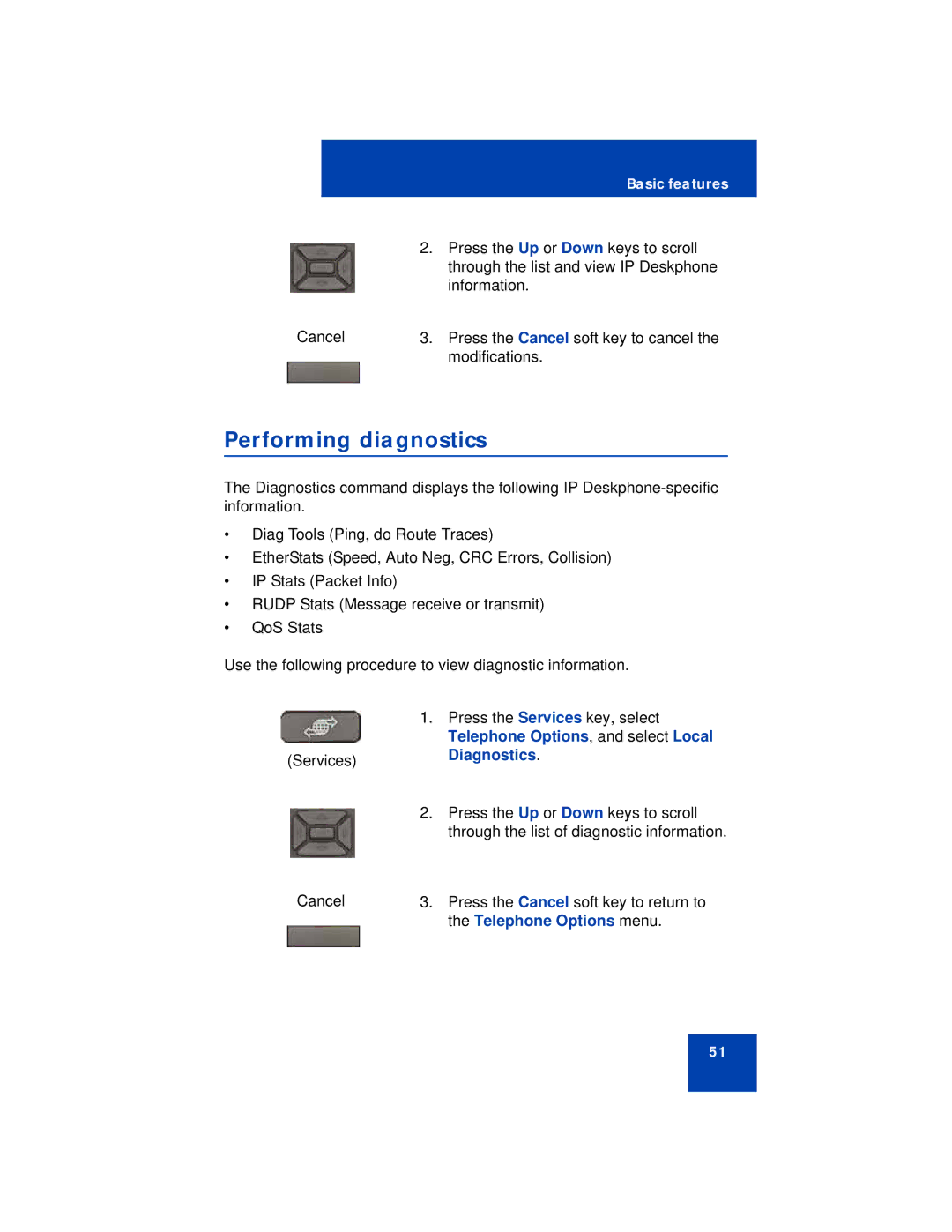 Avaya 1230 manual Performing diagnostics 