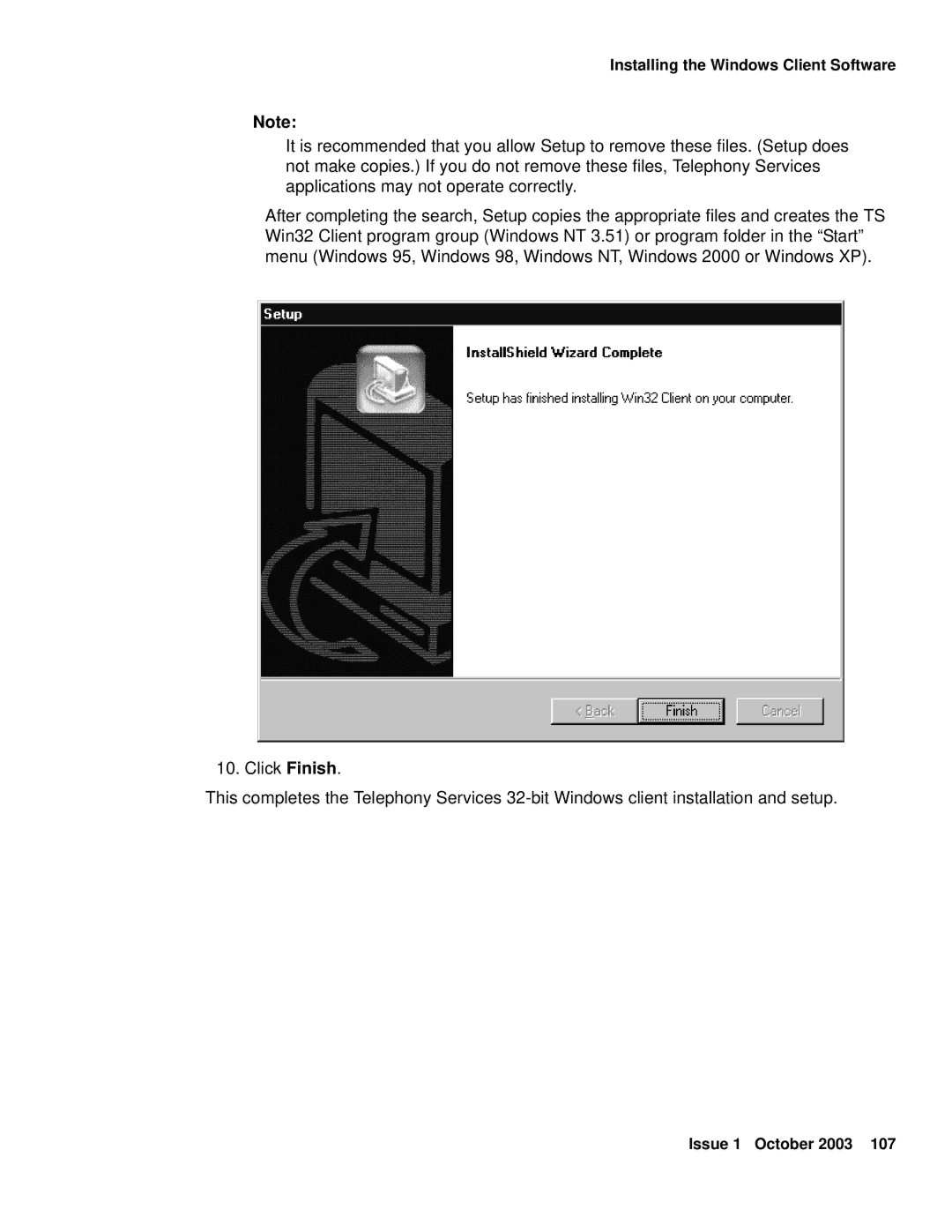 Avaya 1.3 manual Installing the Windows Client Software 