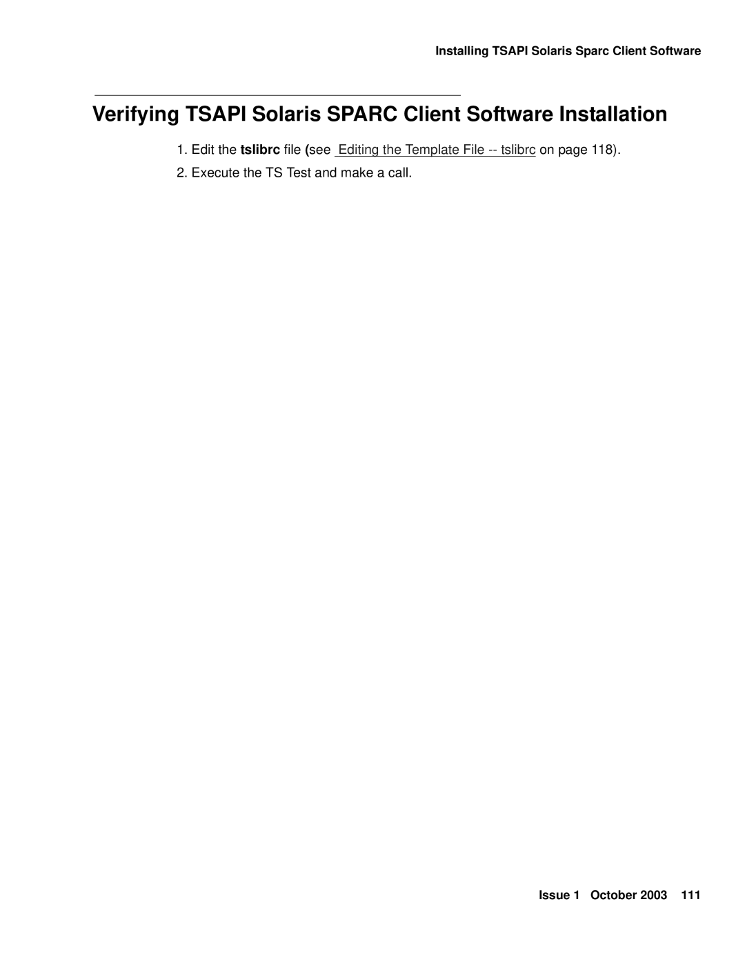 Avaya 1.3 manual Verifying Tsapi Solaris Sparc Client Software Installation 