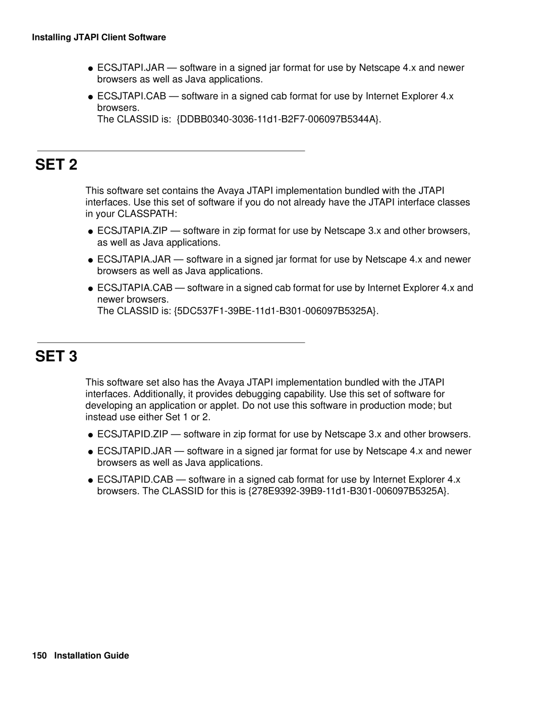 Avaya 1.3 manual Installing Jtapi Client Software 