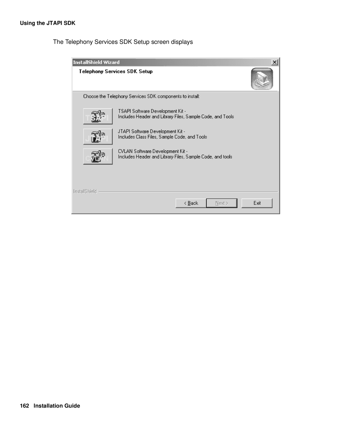 Avaya 1.3 manual Telephony Services SDK Setup screen displays 