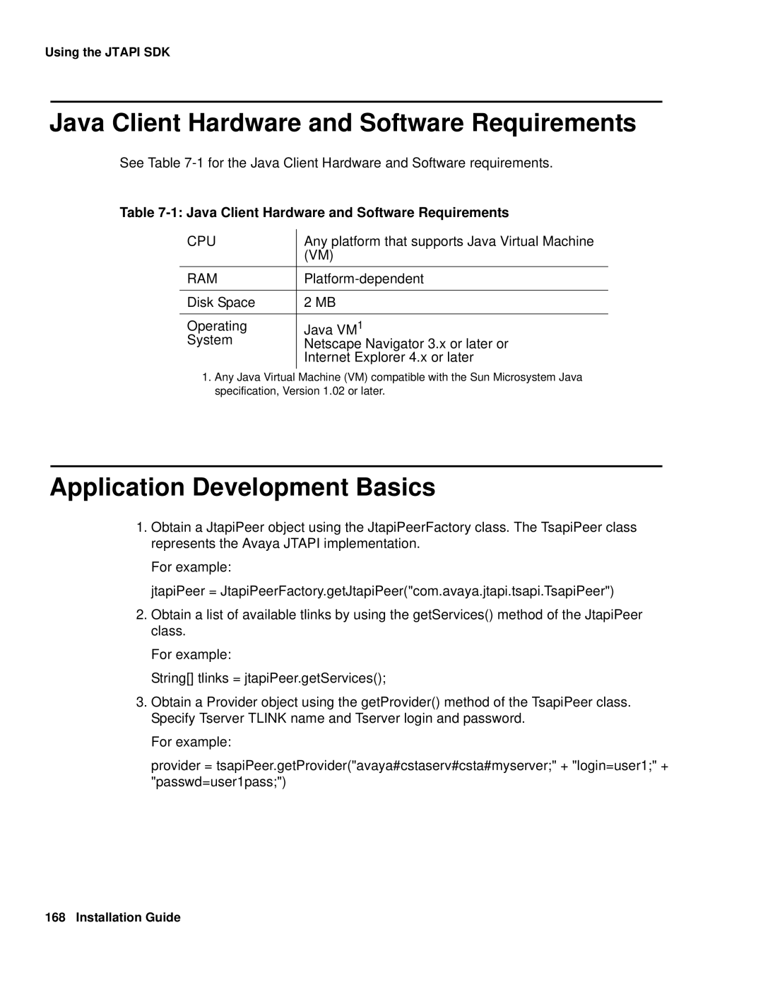 Avaya 1.3 manual Java Client Hardware and Software Requirements, Application Development Basics 