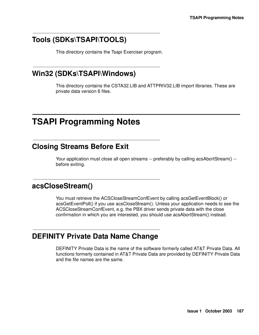 Avaya 1.3 manual Tsapi Programming Notes 