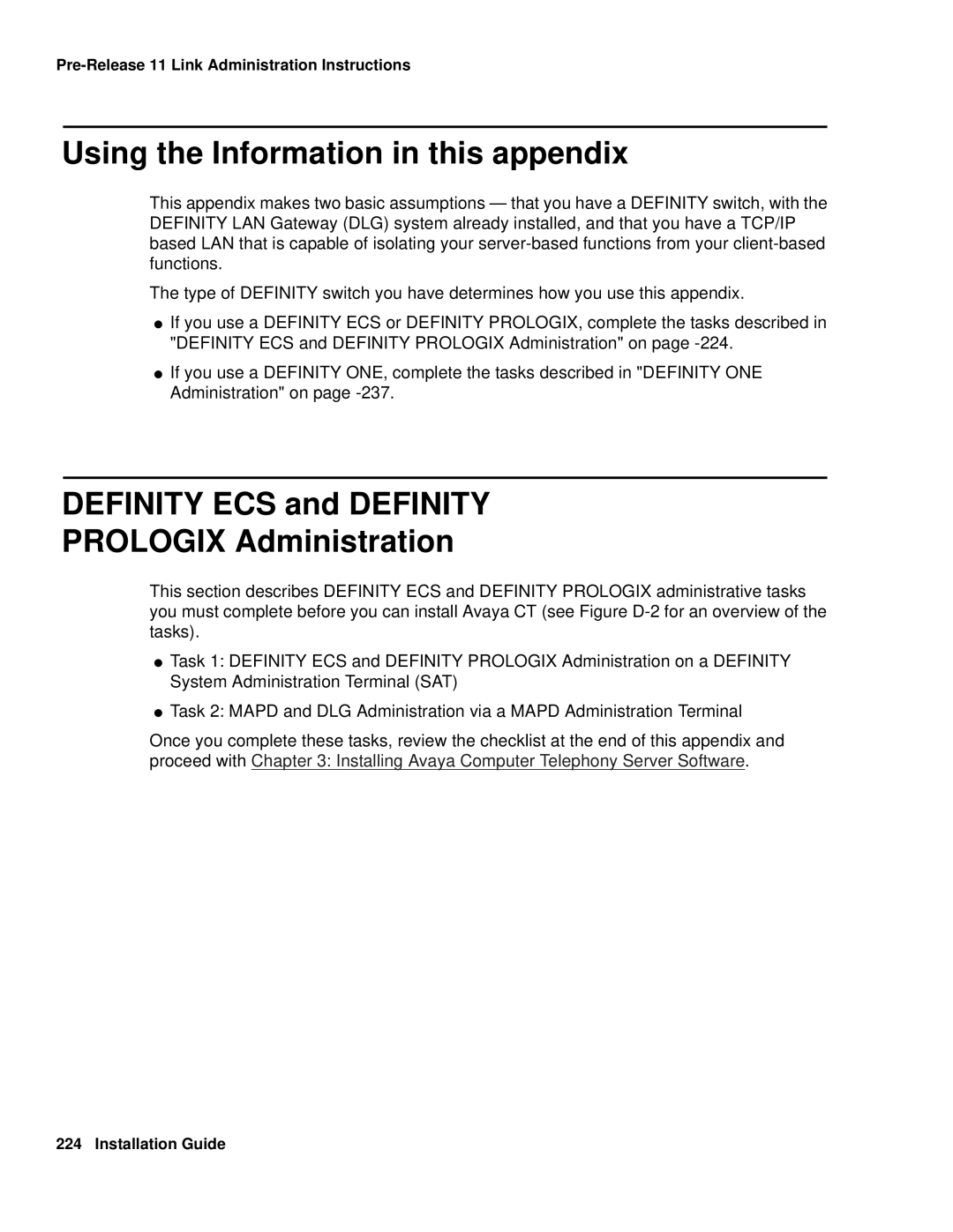 Avaya 1.3 manual Using the Information in this appendix, Definity ECS and Definity Prologix Administration 