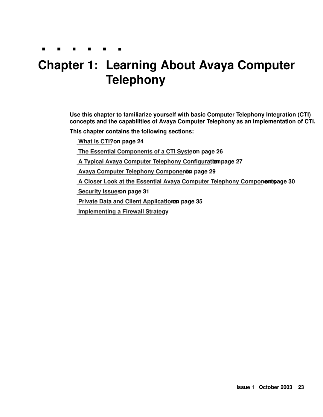 Avaya 1.3 manual Learning About Avaya Computer Telephony 