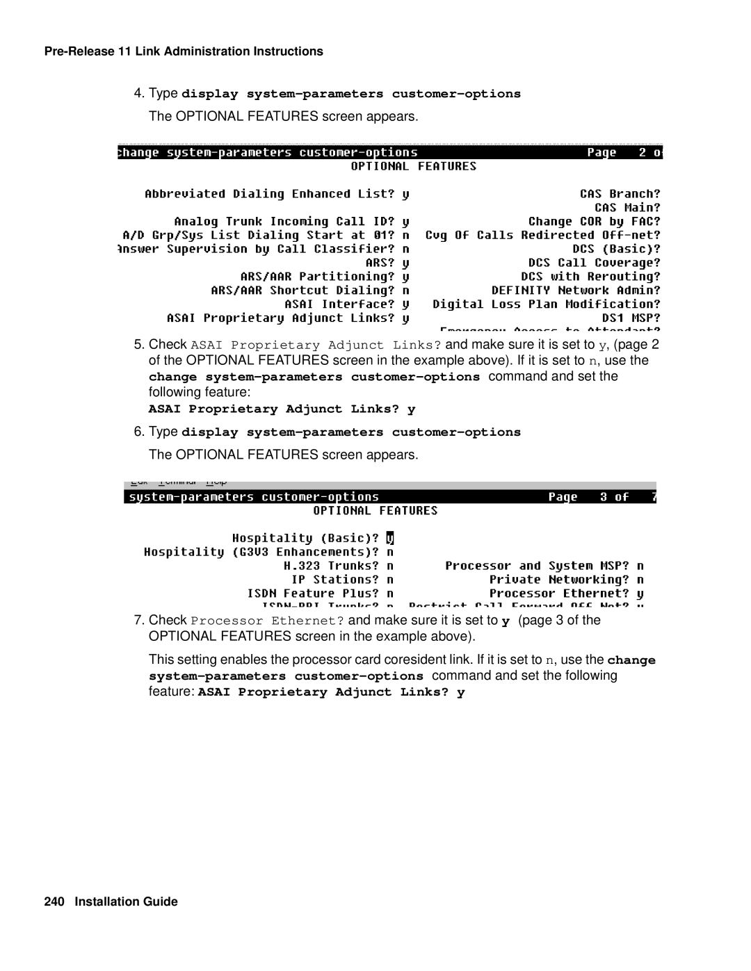 Avaya 1.3 manual Type display system-parameters customer-options 