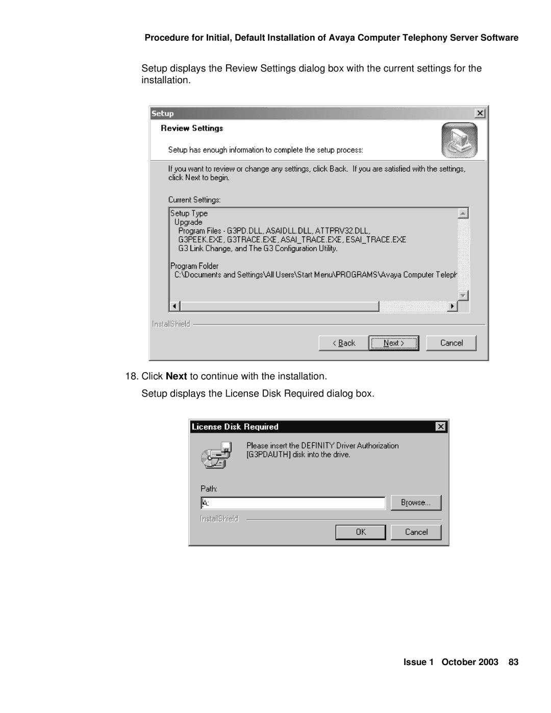 Avaya 1.3 manual Issue 1 October 2003 