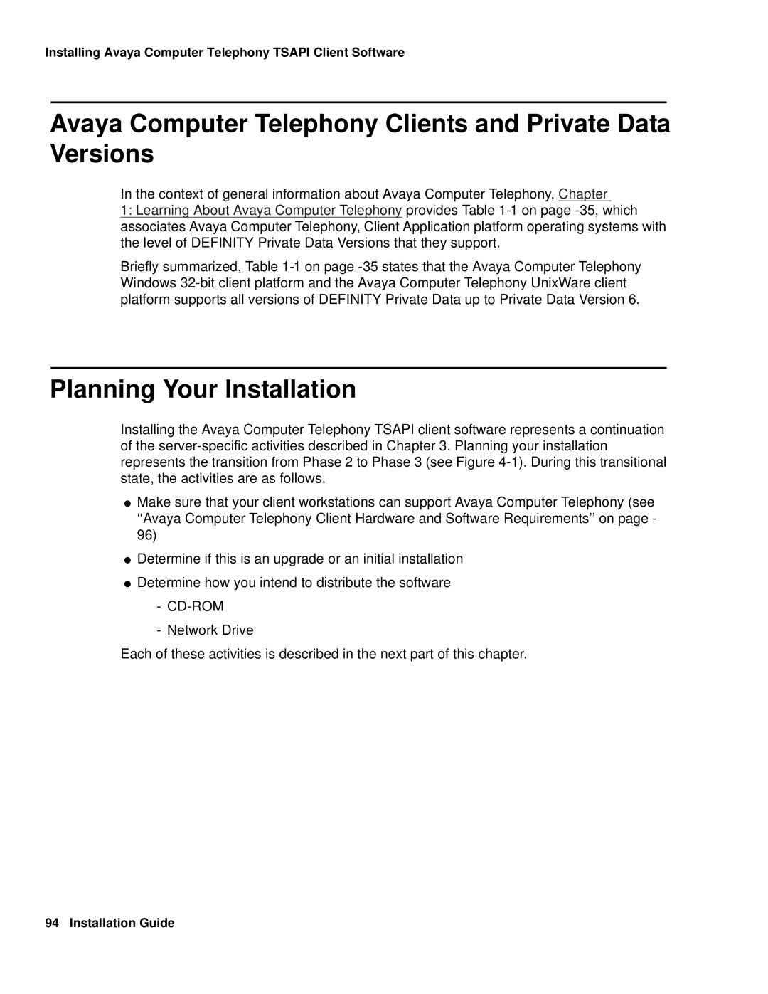 Avaya 1.3 manual Avaya Computer Telephony Clients and Private Data Versions, Cd-Rom 