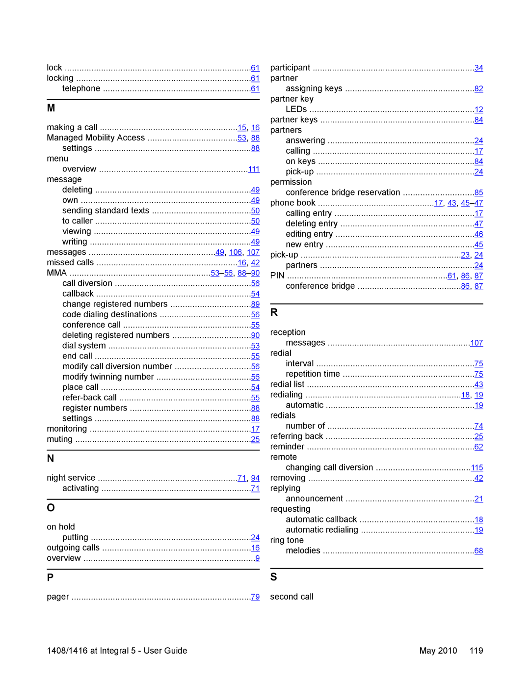 Avaya 1416, 1408 manual Menu 