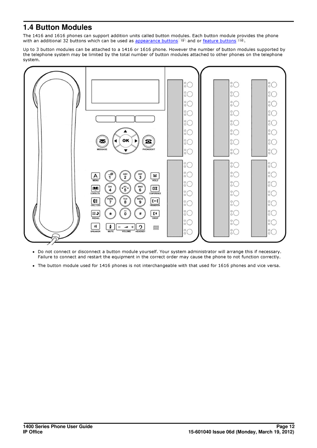 Avaya 15-601040 manual Button Modules 