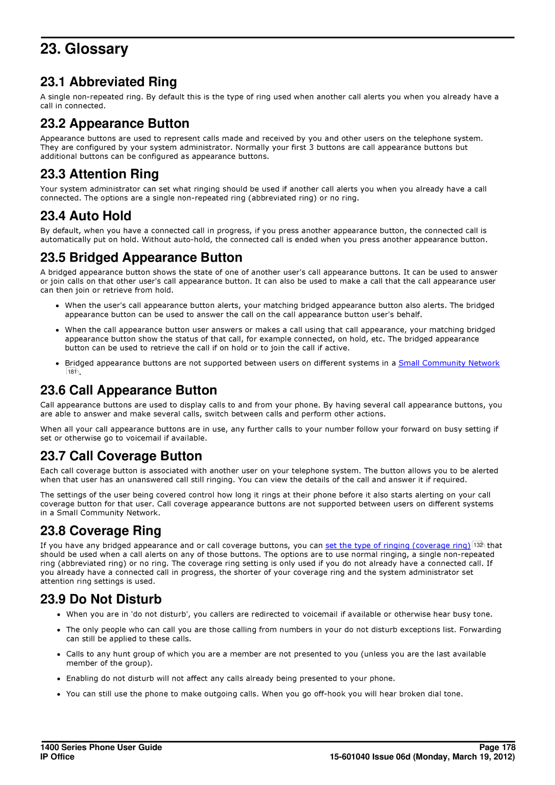 Avaya 15-601040 manual Glossary 