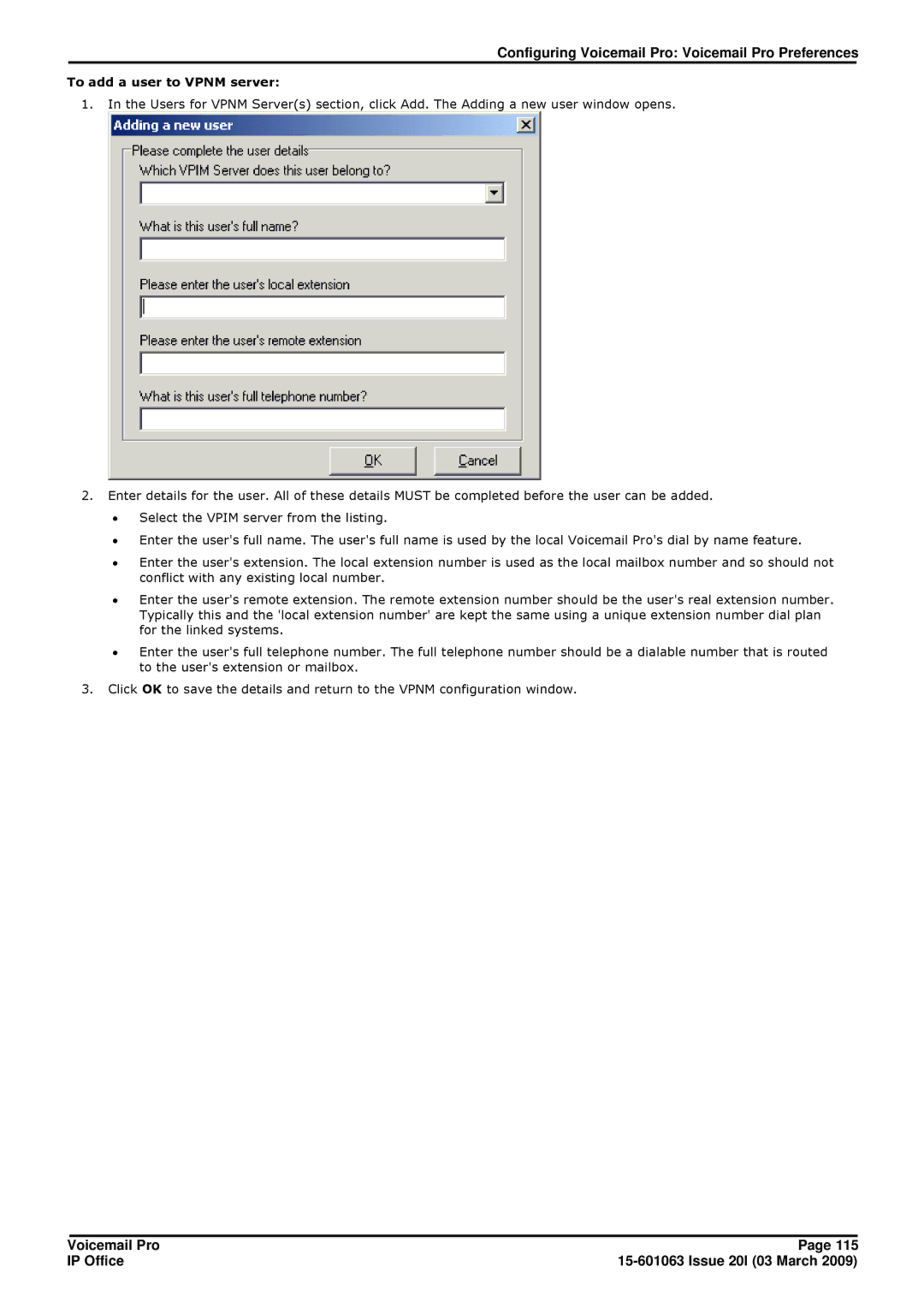 Avaya 15-601063 manual To add a user to Vpnm server 