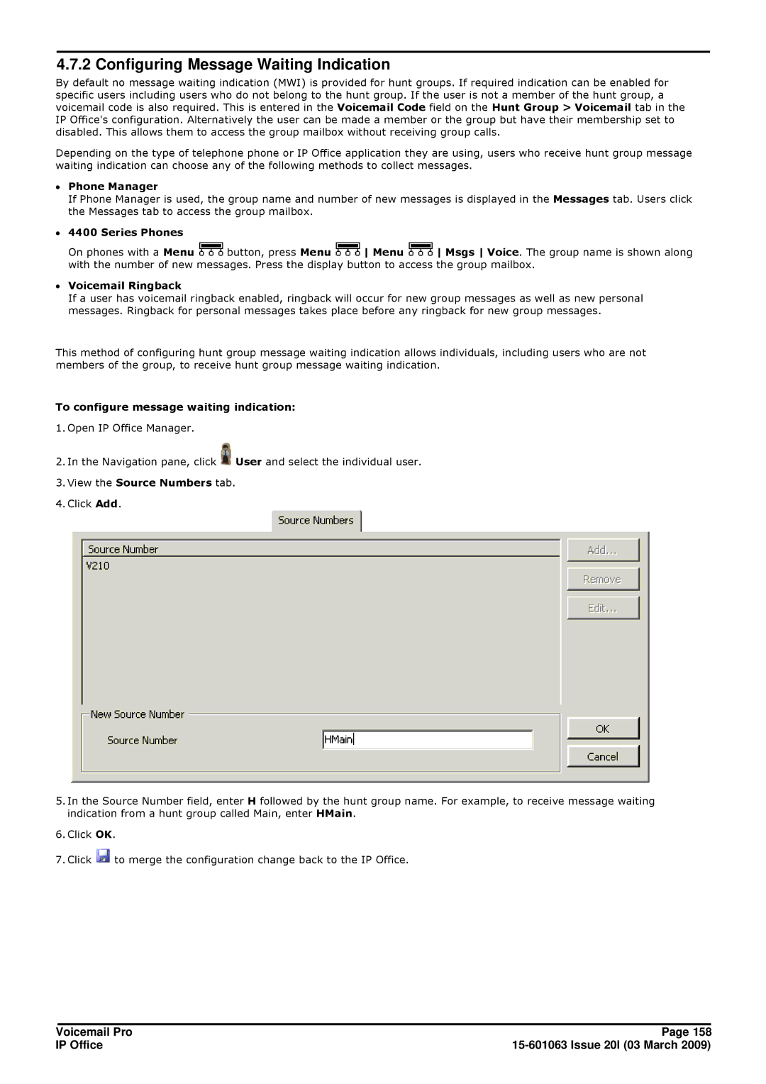 Avaya 15-601063 manual Configuring Message Waiting Indication, ∙ 4400 Series Phones, ∙ Voicemail Ringback 