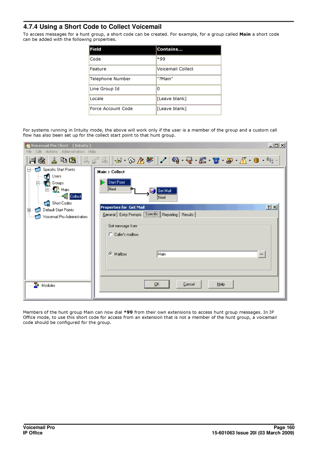 Avaya 15-601063 manual Using a Short Code to Collect Voicemail 