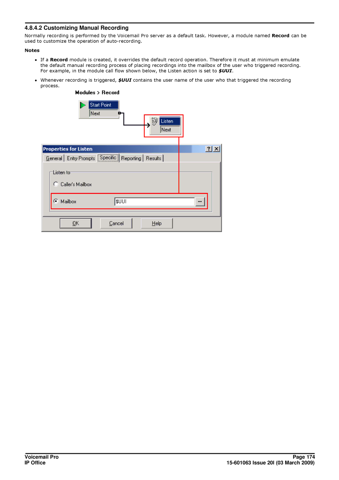 Avaya 15-601063 manual Customizing Manual Recording 