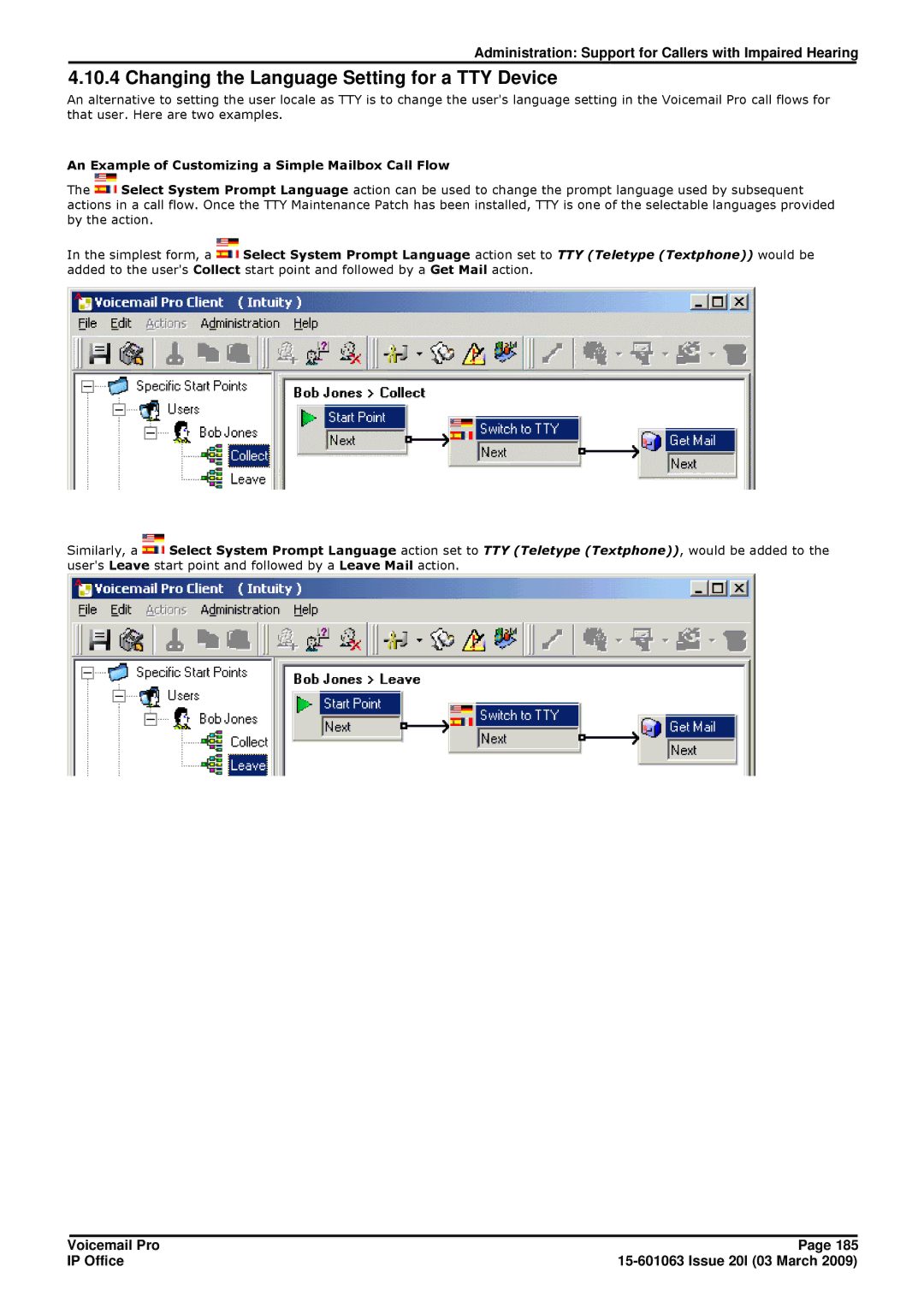 Avaya 15-601063 manual Changing the Language Setting for a TTY Device, An Example of Customizing a Simple Mailbox Call Flow 