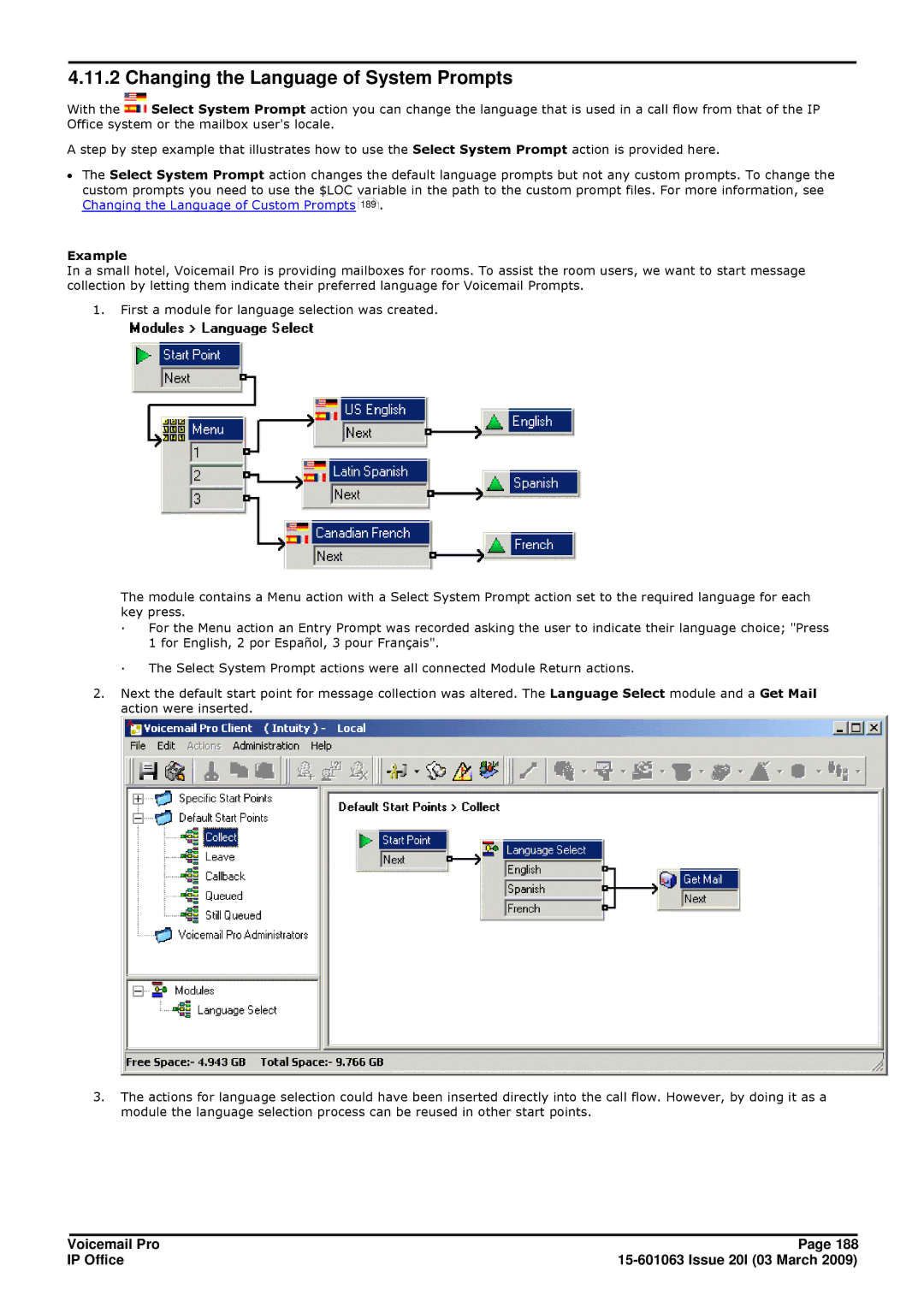 Avaya 15-601063 manual Changing the Language of System Prompts, Example 