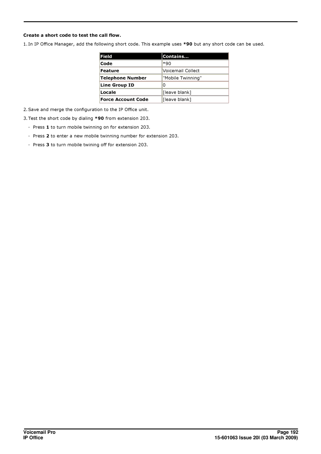 Avaya 15-601063 manual Create a short code to test the call flow 