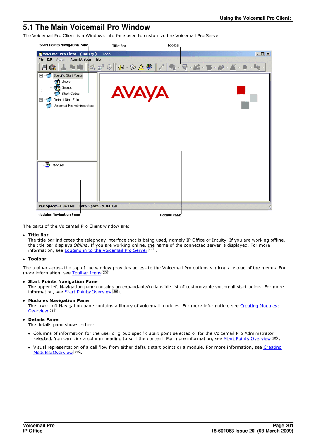 Avaya 15-601063 manual Main Voicemail Pro Window 