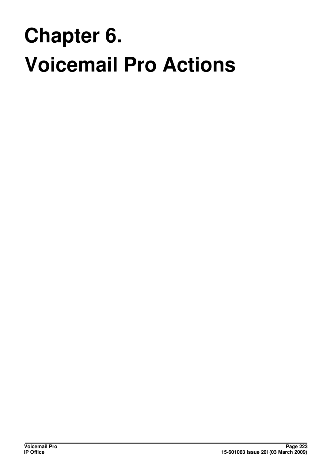 Avaya 15-601063 manual Chapter Voicemail Pro Actions 