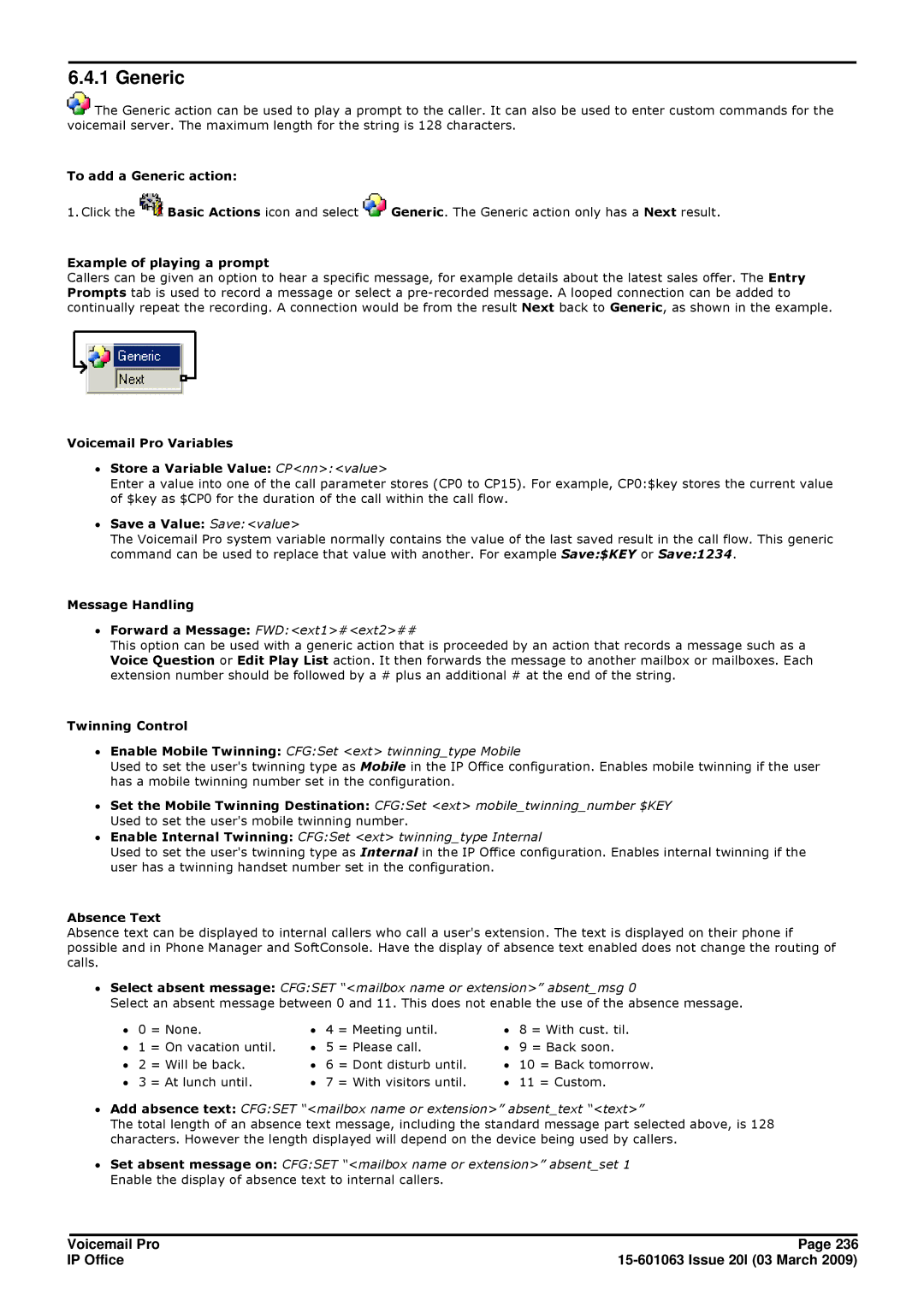 Avaya 15-601063 manual Generic 