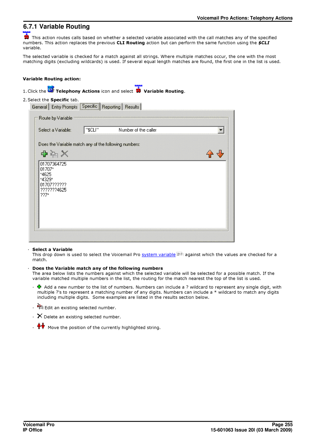 Avaya 15-601063 manual Variable Routing, · Select a Variable, · Does the Variable match any of the following numbers 