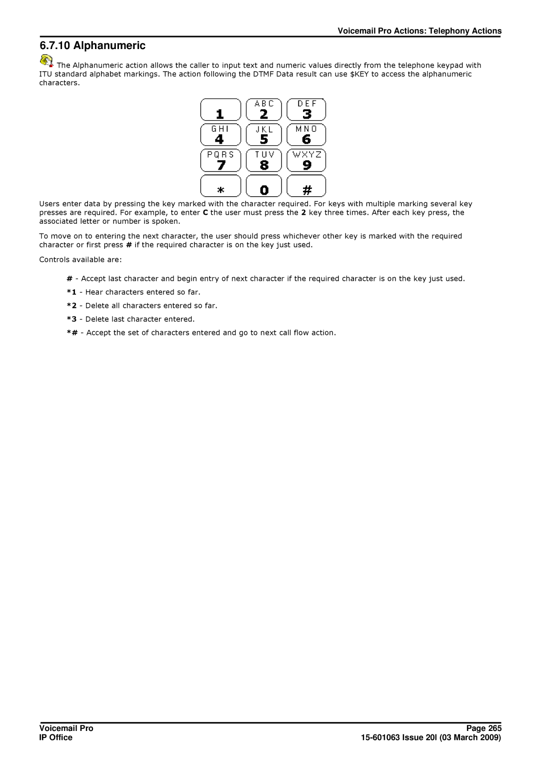 Avaya 15-601063 manual Alphanumeric 