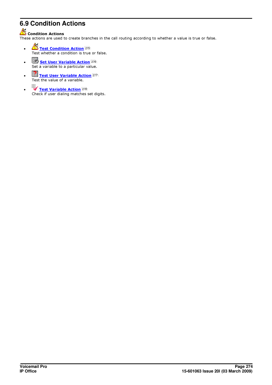 Avaya 15-601063 manual Condition Actions 