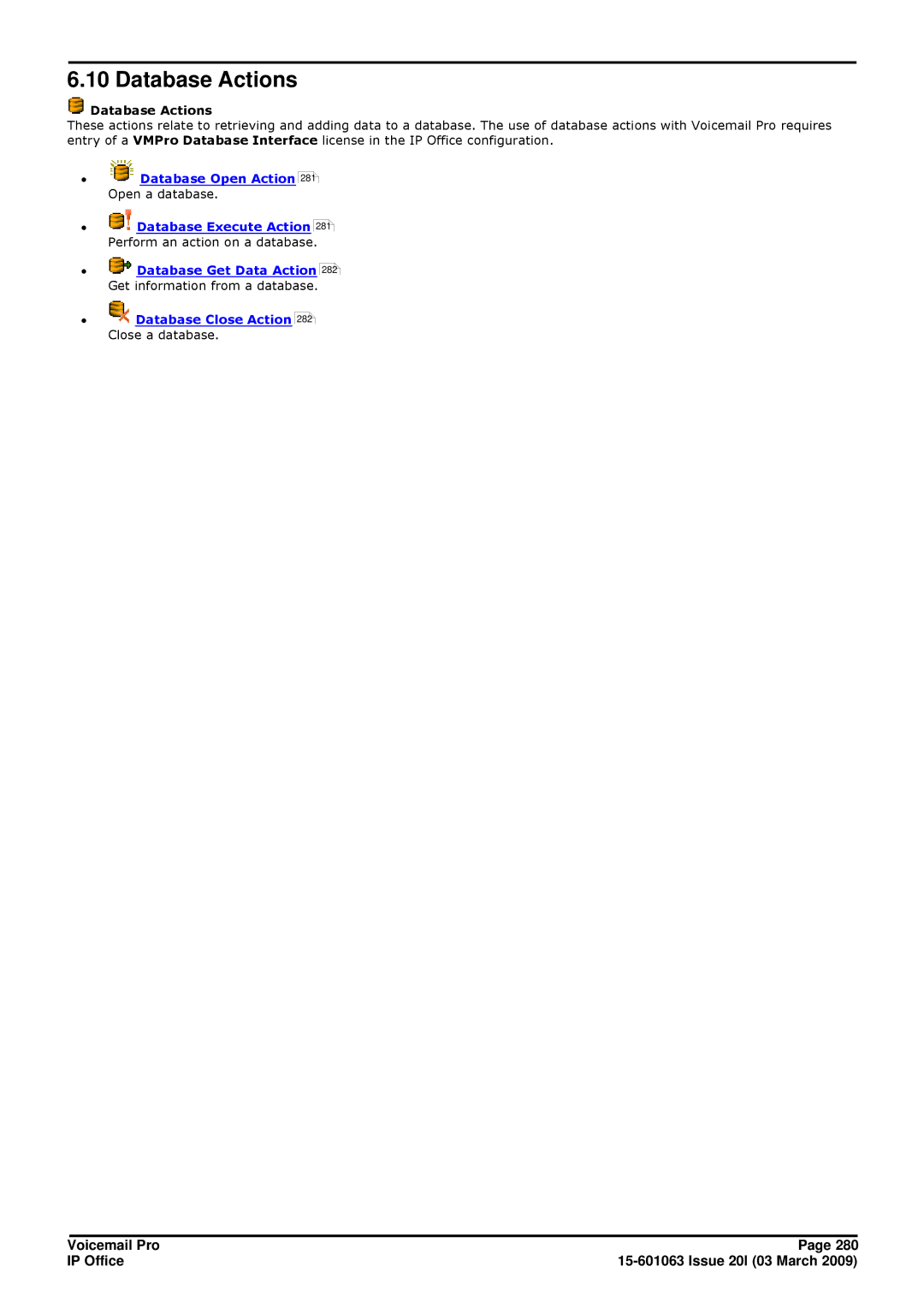 Avaya 15-601063 manual Database Actions 