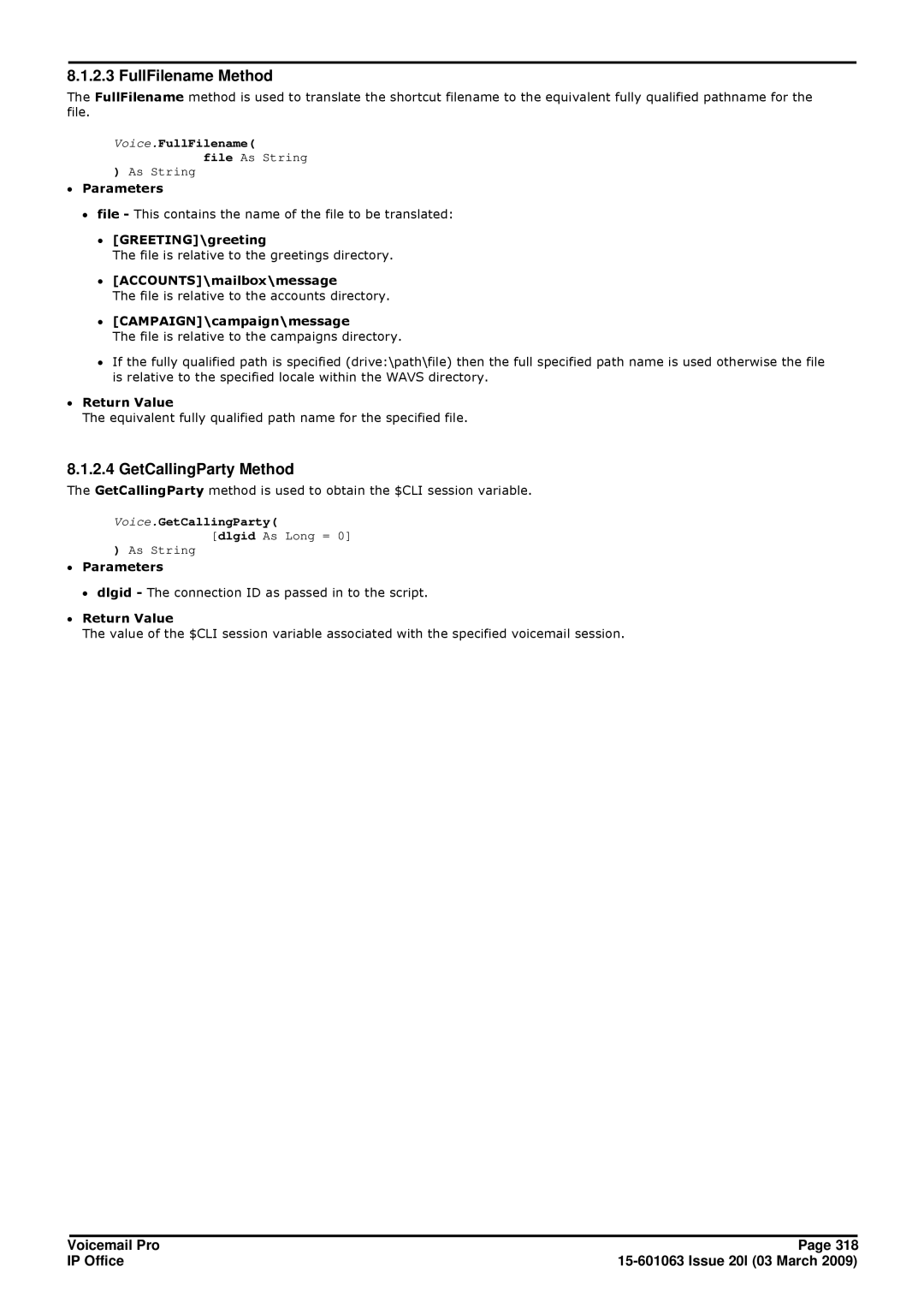 Avaya 15-601063 manual FullFilename Method, GetCallingParty Method 