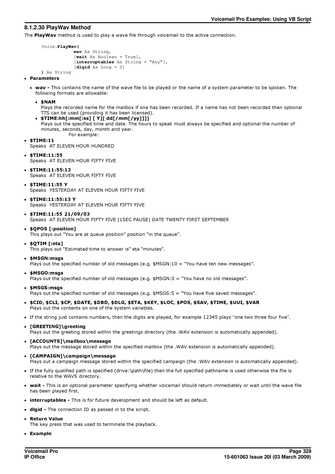 Avaya 15-601063 manual PlayWav Method 