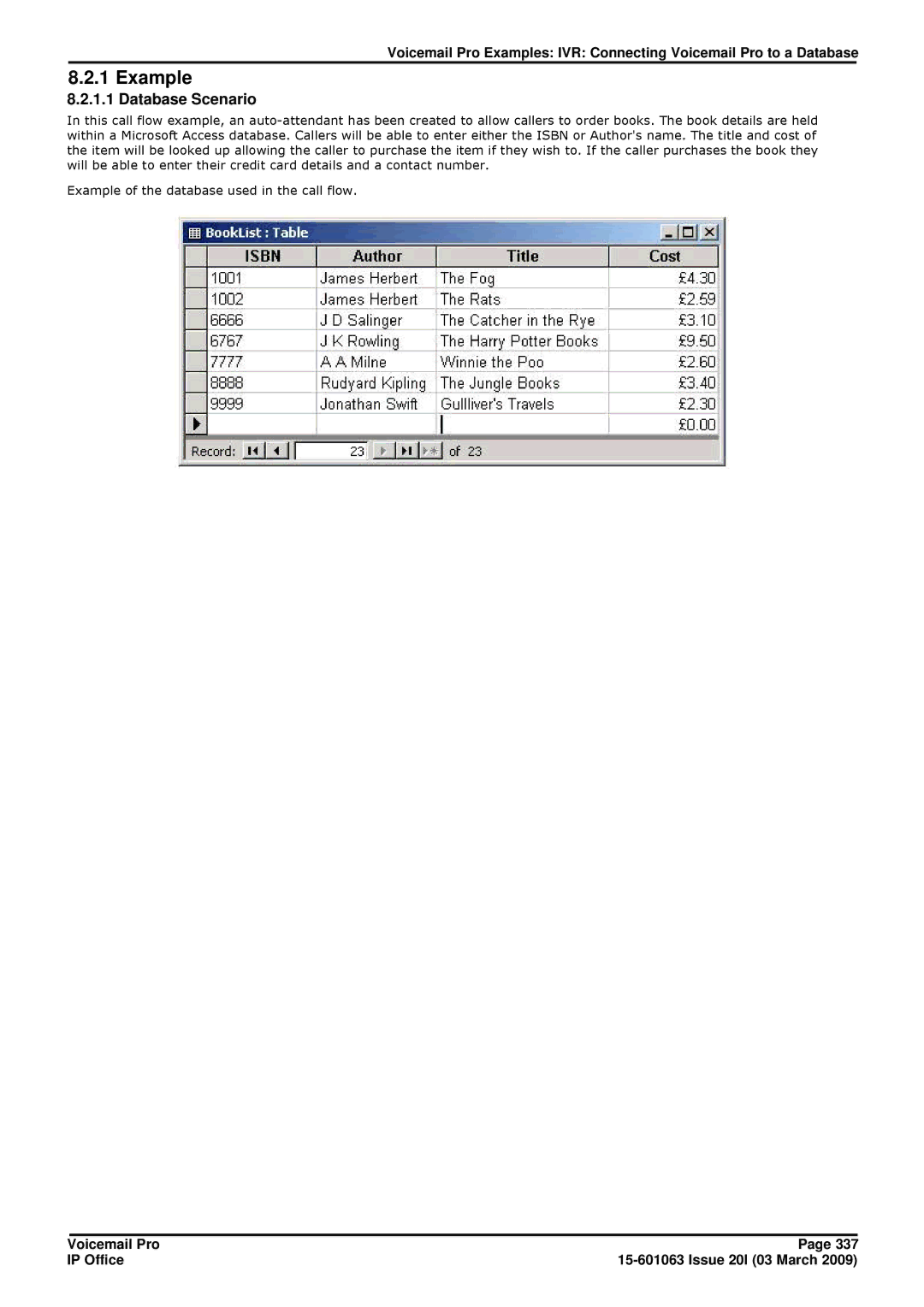 Avaya 15-601063 manual Example, Database Scenario 