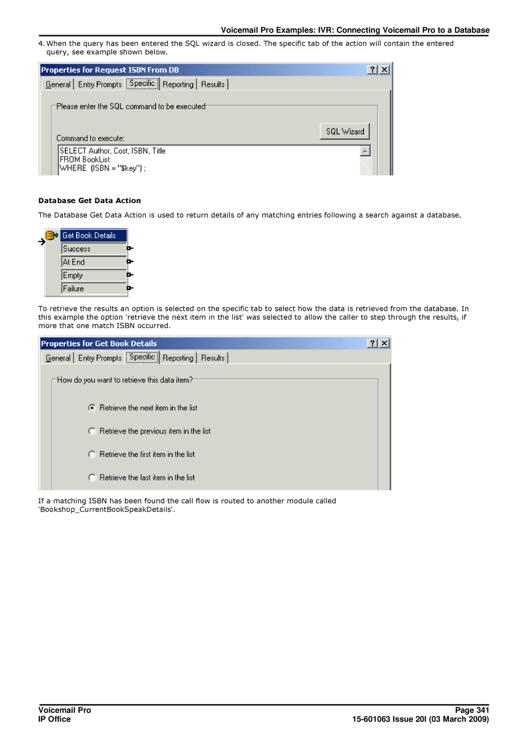 Avaya 15-601063 manual Database Get Data Action 