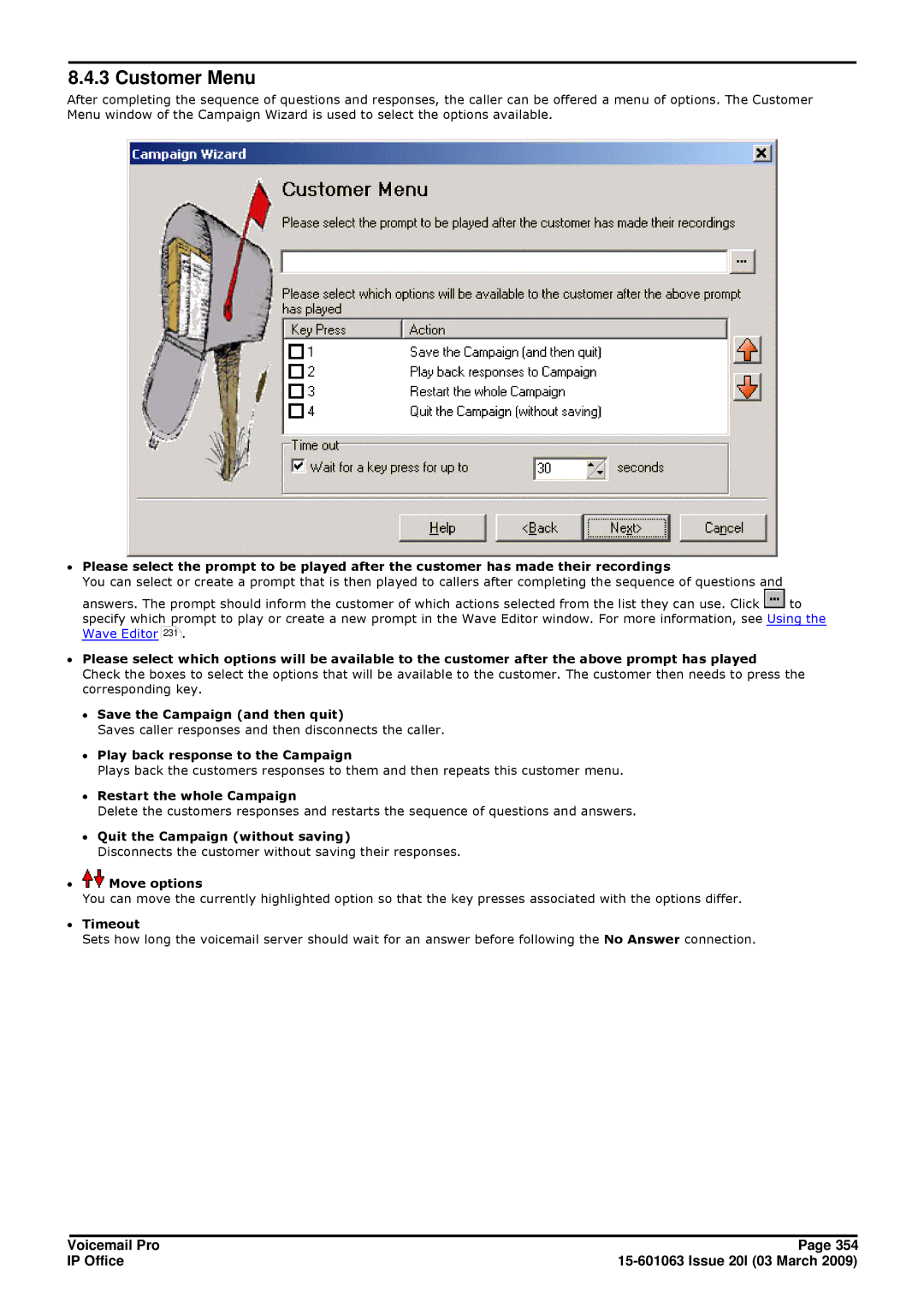 Avaya 15-601063 manual Customer Menu 