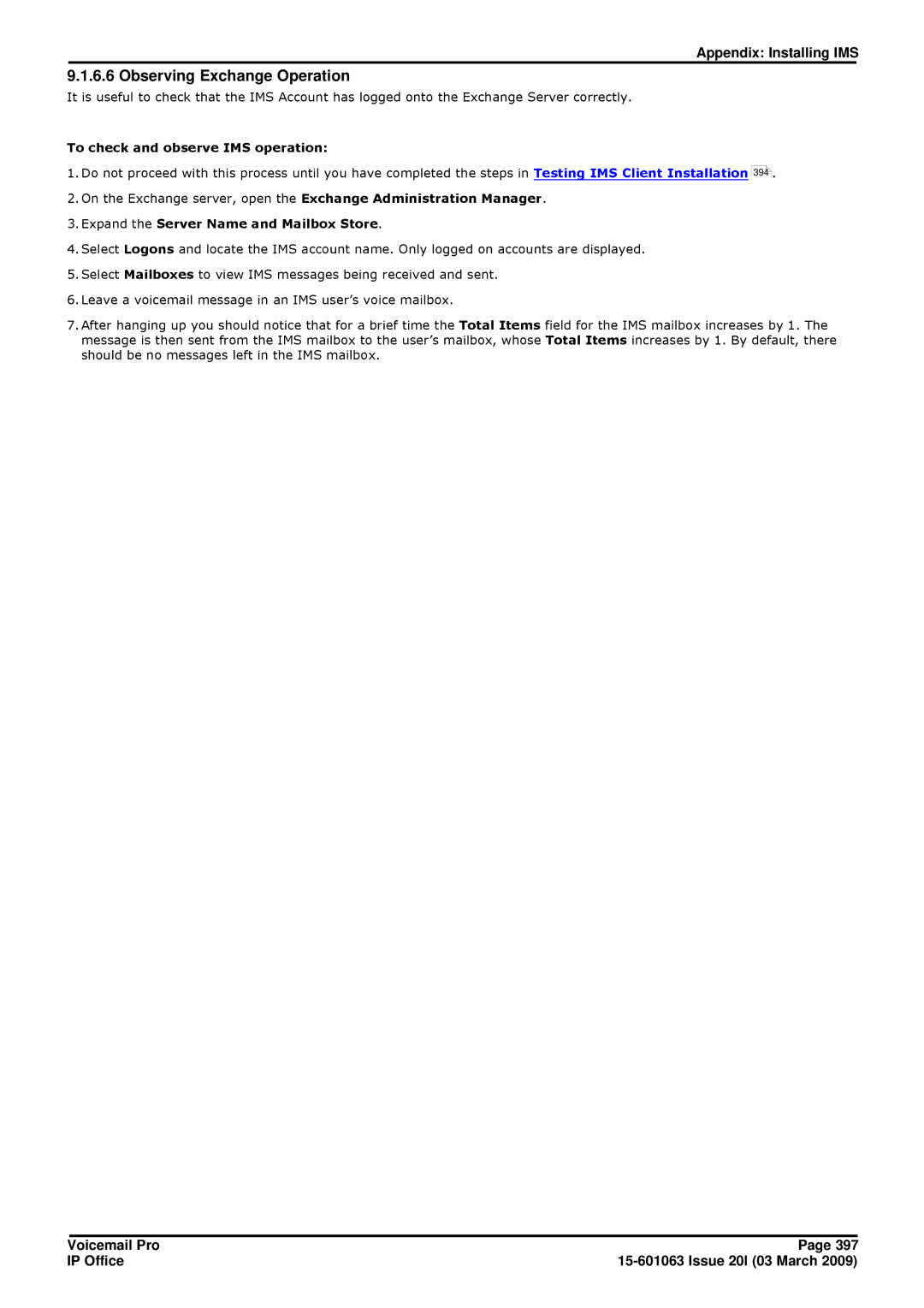 Avaya 15-601063 Observing Exchange Operation, To check and observe IMS operation, Expand the Server Name and Mailbox Store 