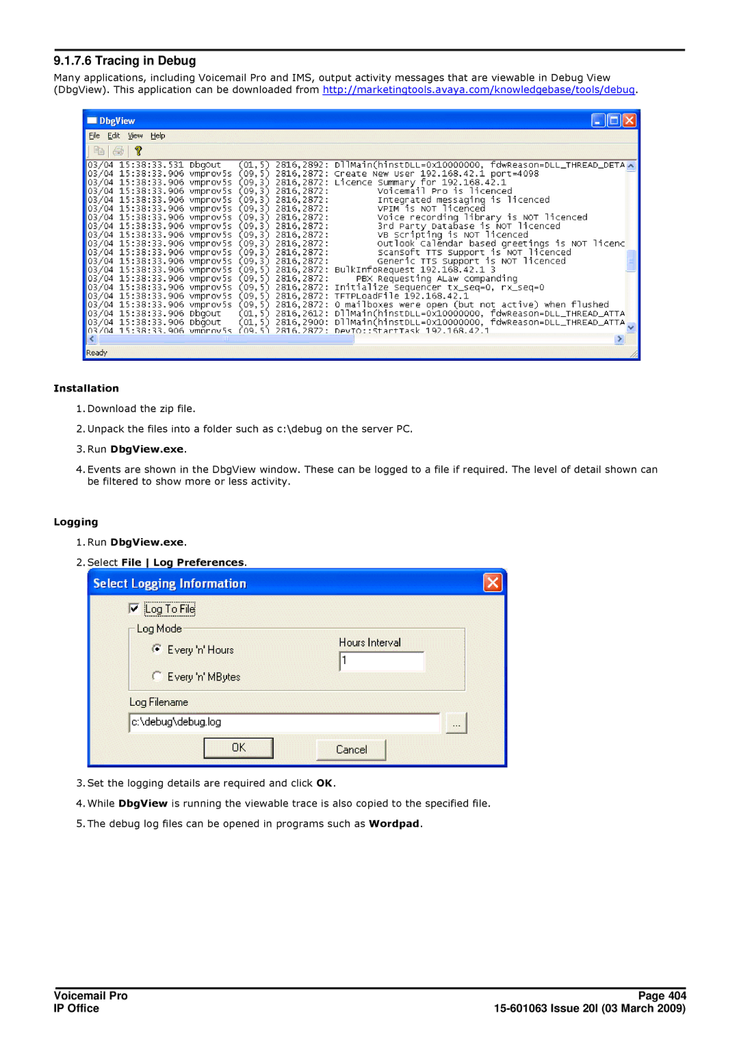 Avaya 15-601063 manual Tracing in Debug, Installation 