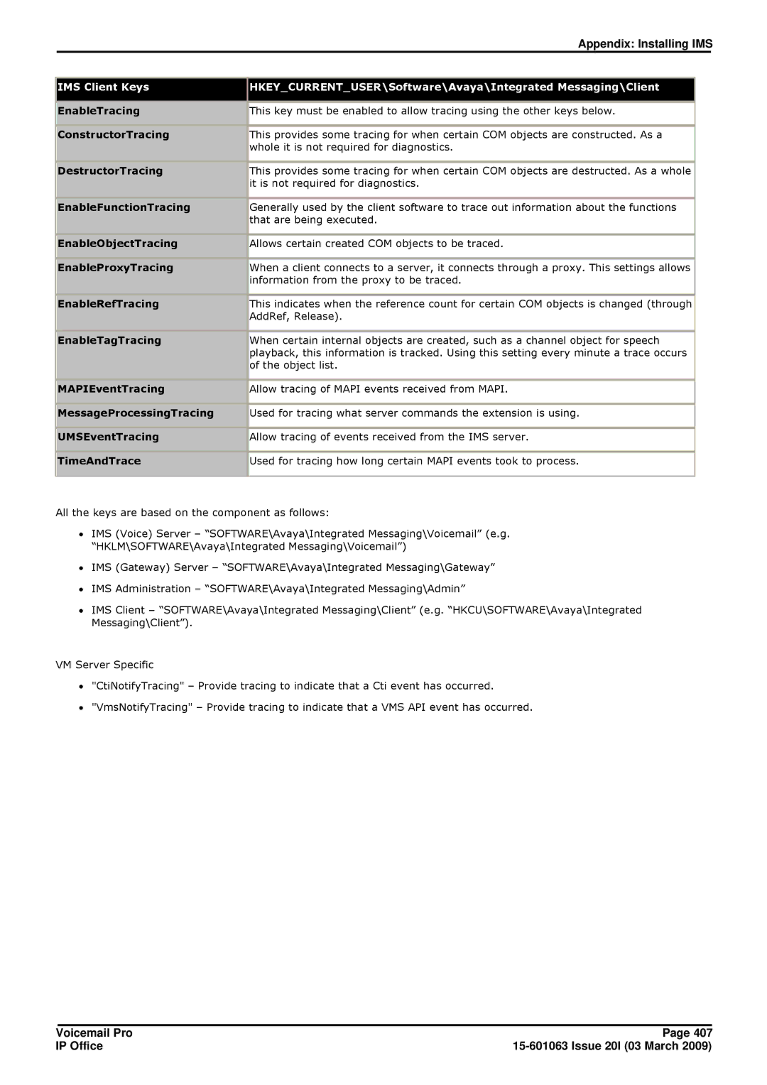 Avaya 15-601063 manual EnableTracing 