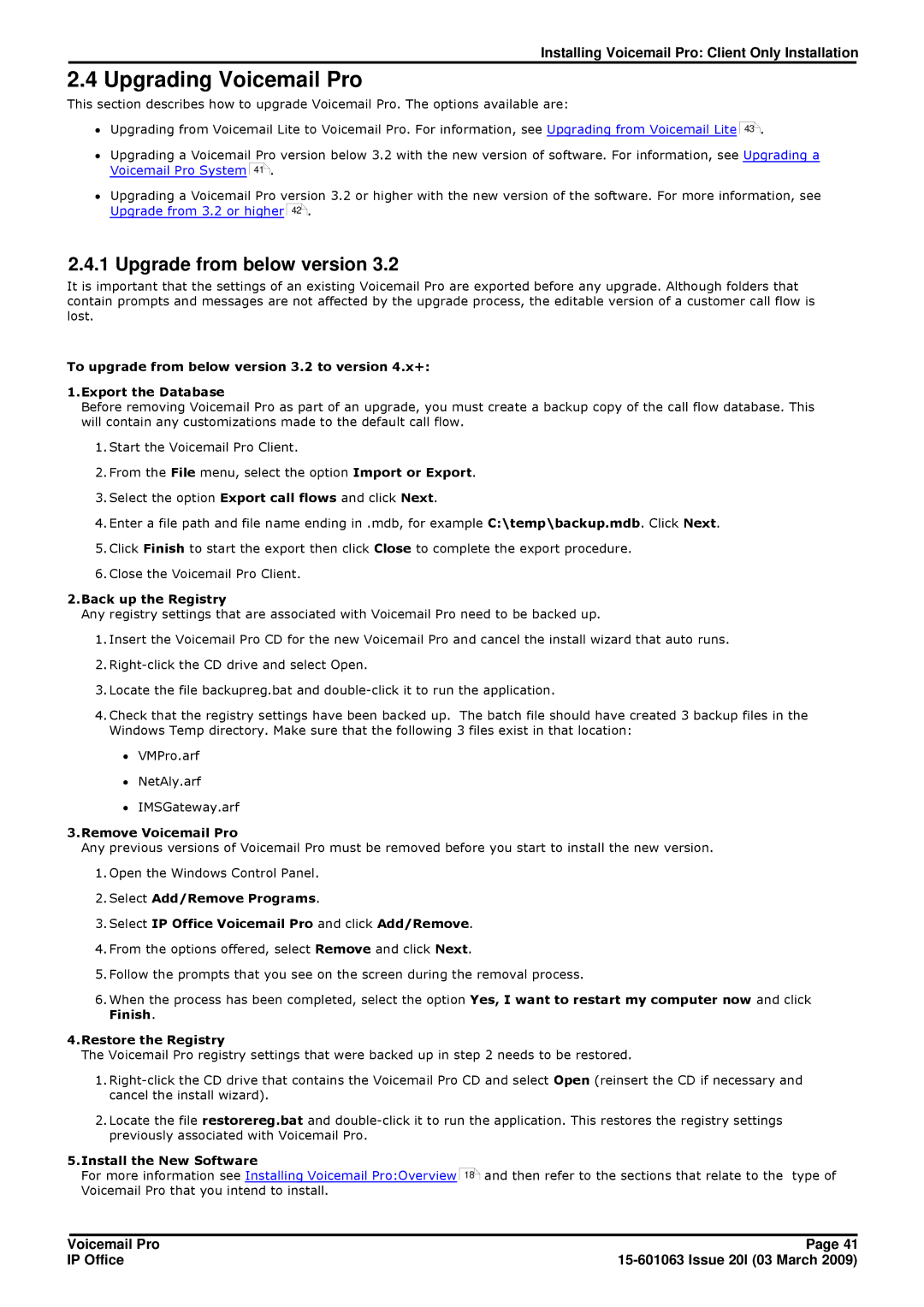 Avaya 15-601063 manual Upgrading Voicemail Pro, Upgrade from below version 