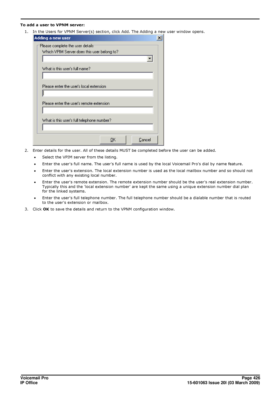 Avaya 15-601063 manual To add a user to Vpnm server 