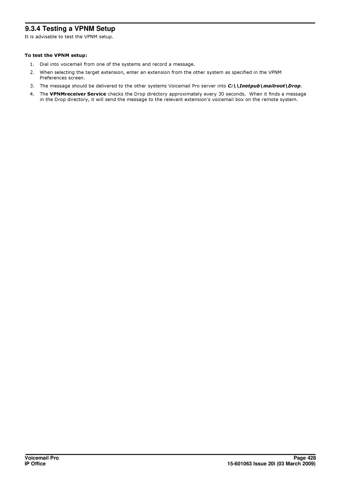 Avaya 15-601063 manual Testing a Vpnm Setup, To test the Vpnm setup 