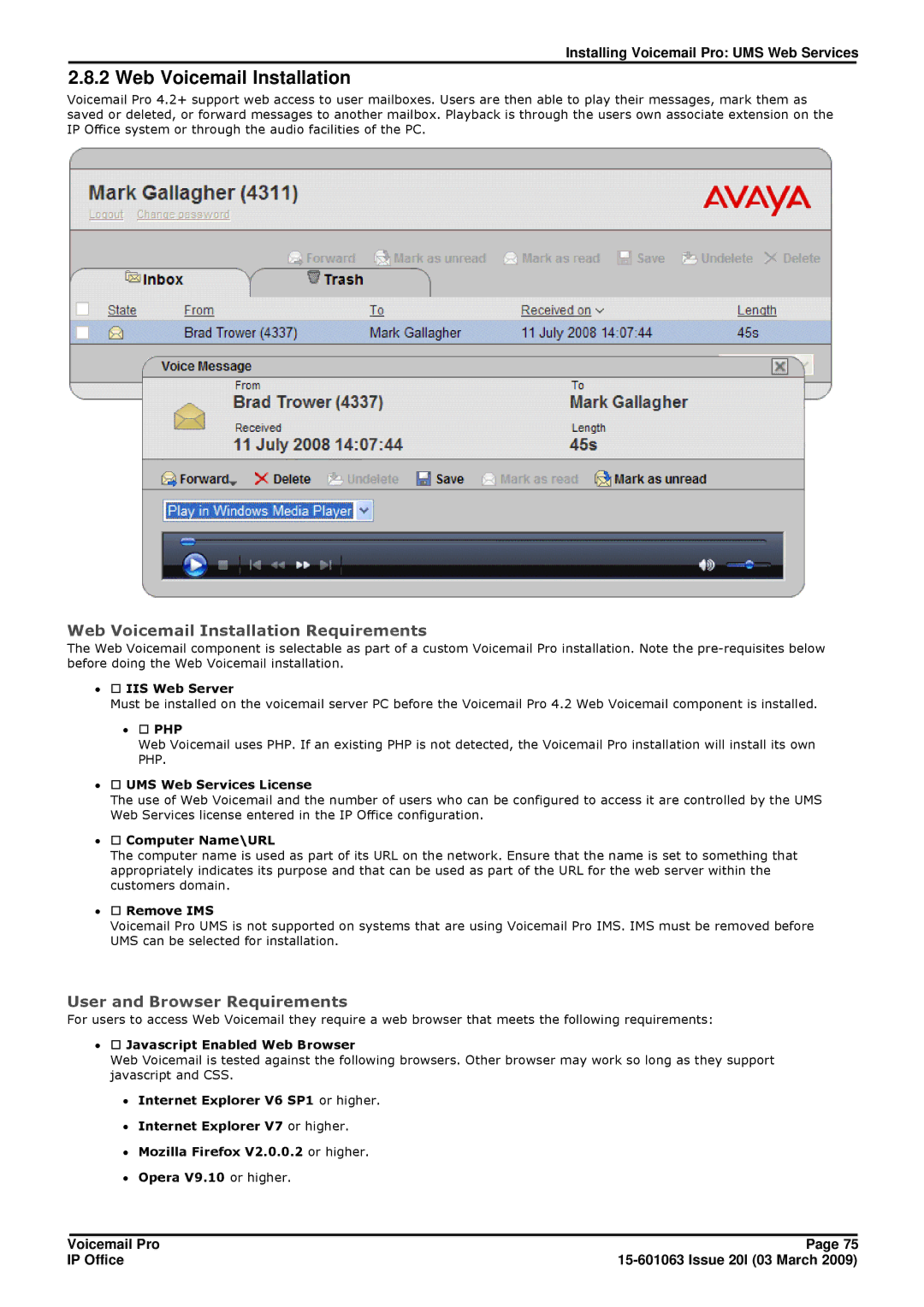 Avaya 15-601063 manual Web Voicemail Installation 