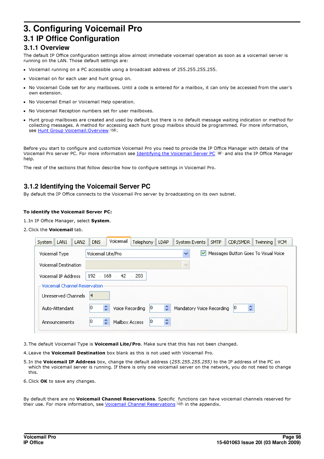 Avaya 15-601063 manual IP Office Configuration, Overview, Identifying the Voicemail Server PC 