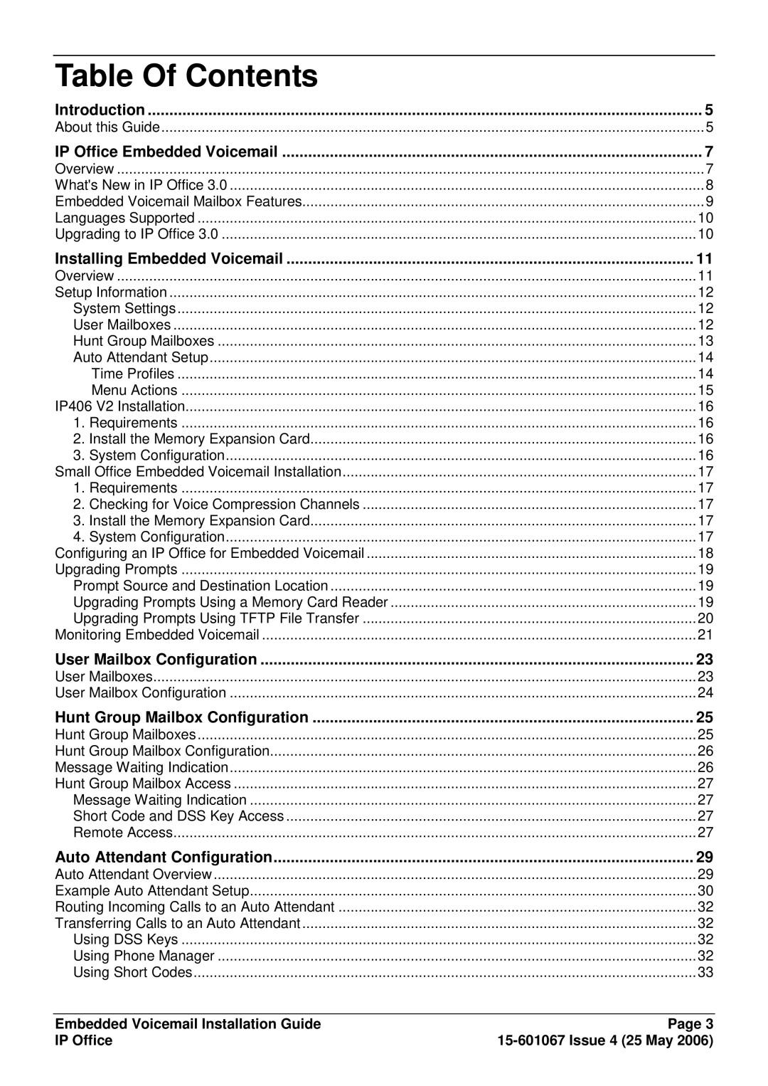 Avaya 15-601067 manual Table Of Contents 