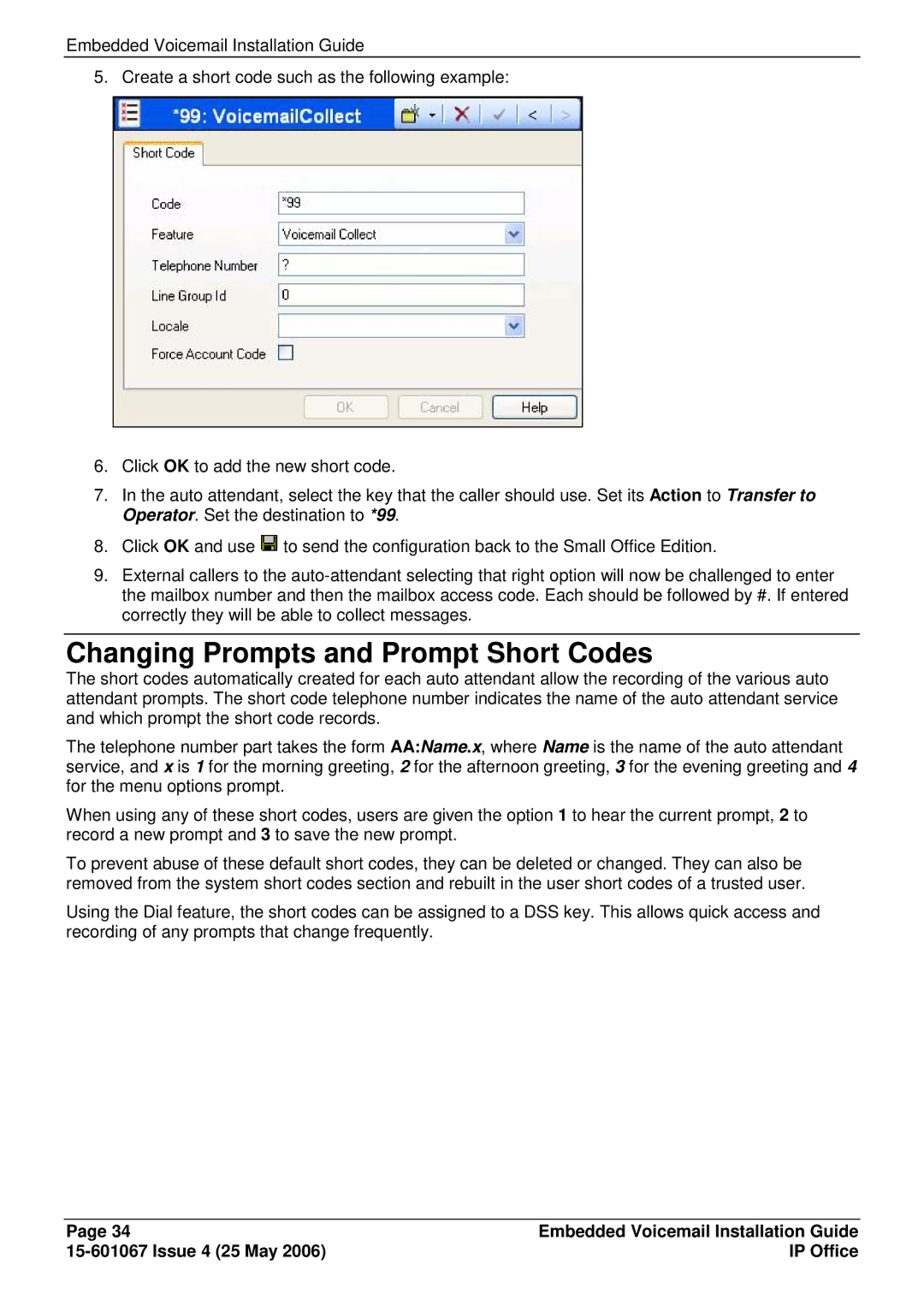 Avaya 15-601067 manual Changing Prompts and Prompt Short Codes 