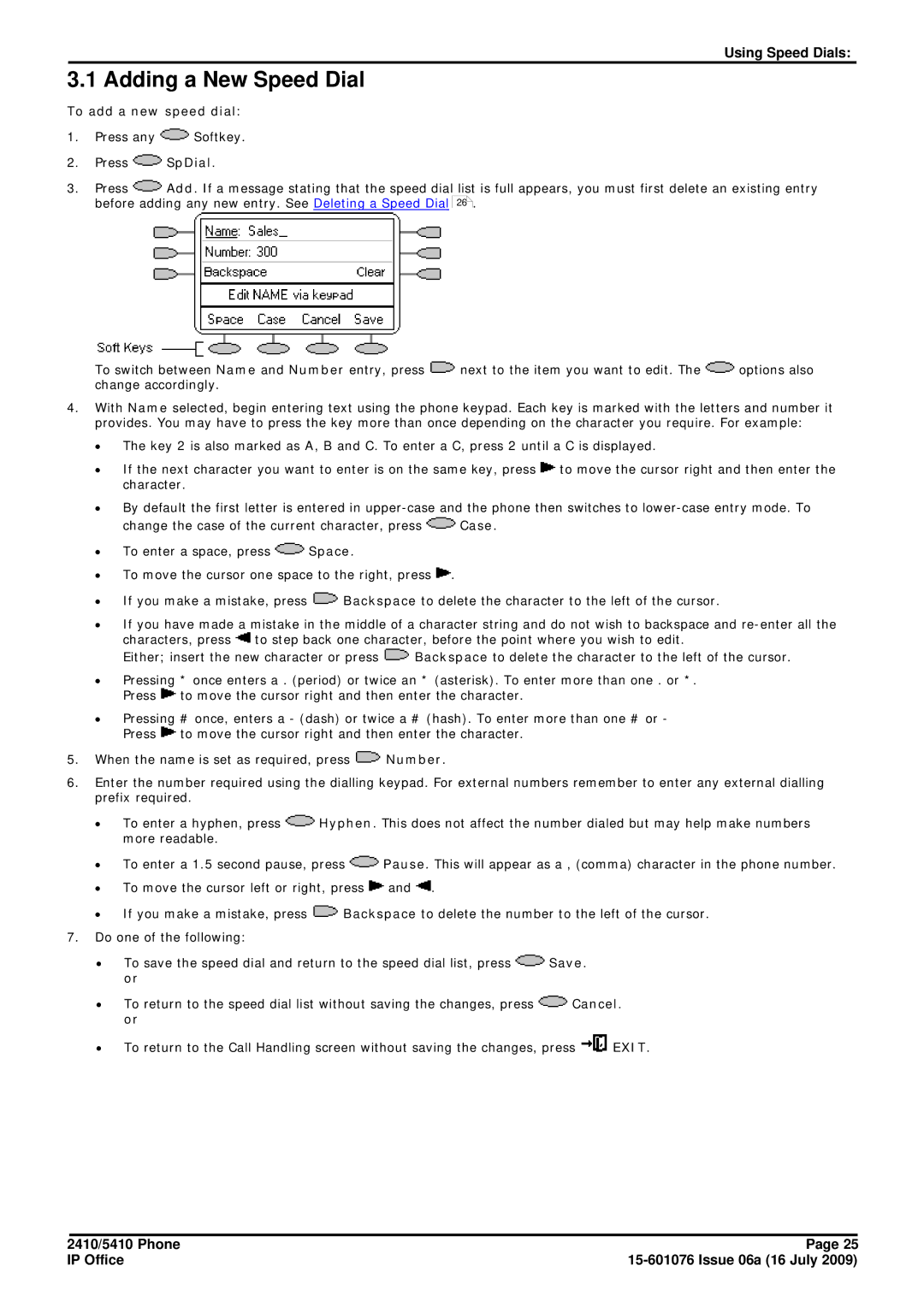 Avaya 15-601076 manual Adding a New Speed Dial, To add a new speed dial 